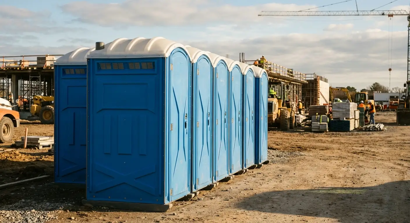 Luxury restroom trailer rental background in Parma, OH