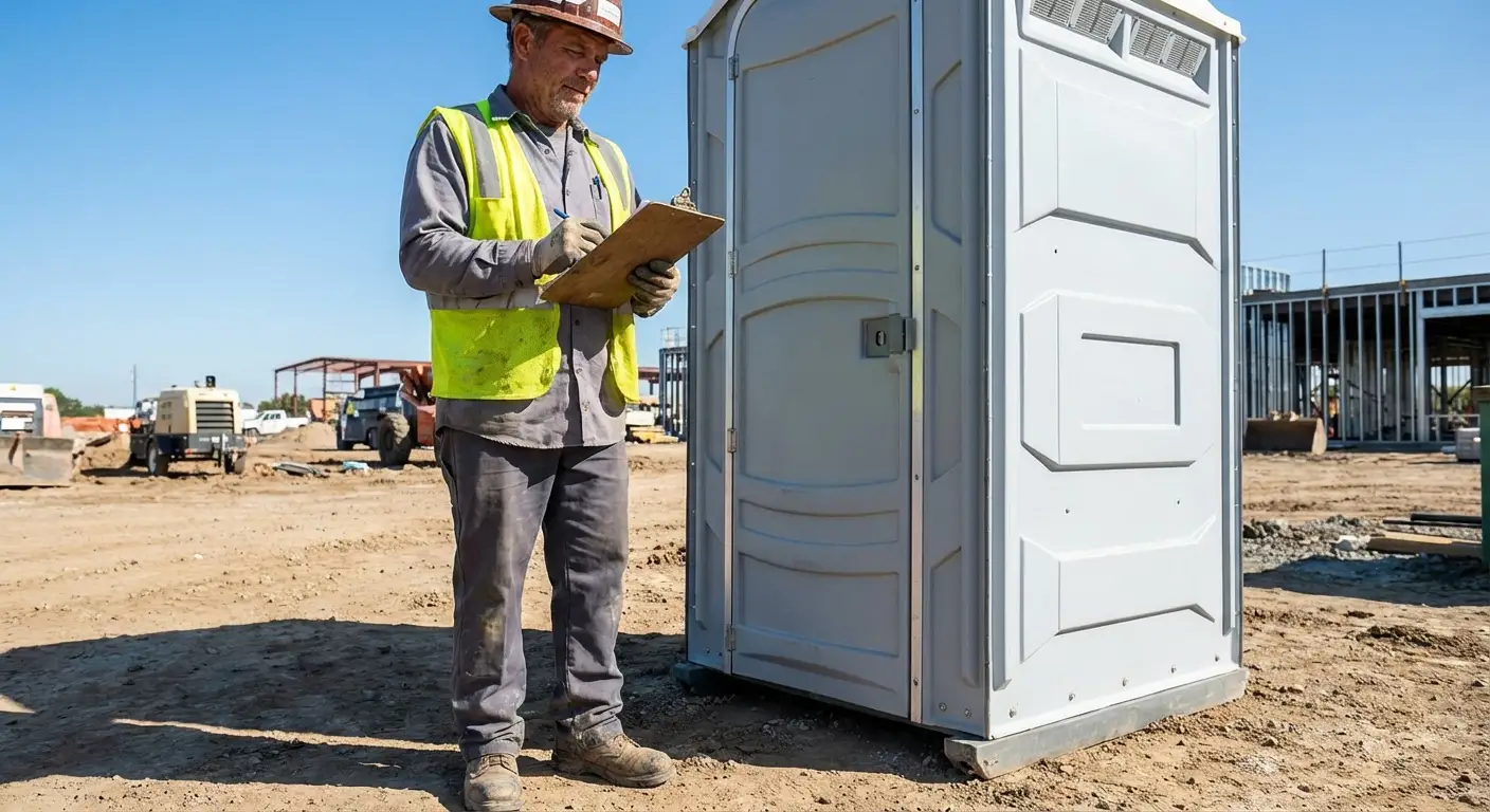 Portable toilet delivery truck ready for service in Parma, OH