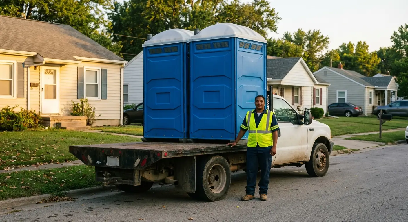 Ridgewood Portable Sanitation founder with original service truck in Parma, OH